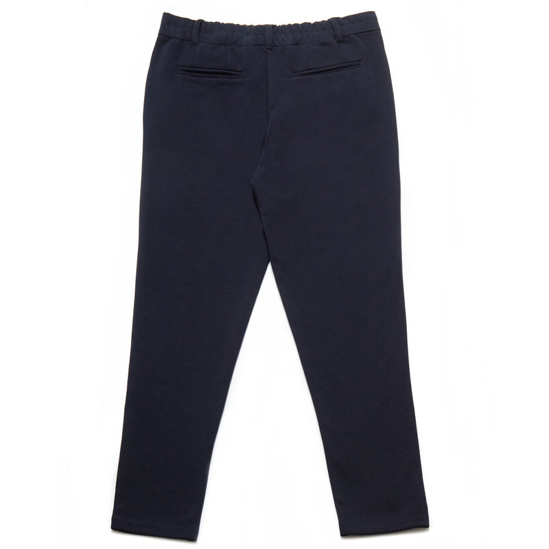 Pisa Cotton Blend Piqué Trousers in Navy - Nines Collection