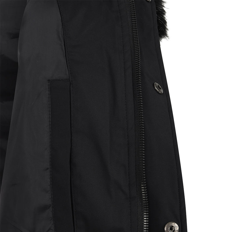 Aaran Fur Hooded Puffer Coat In Black