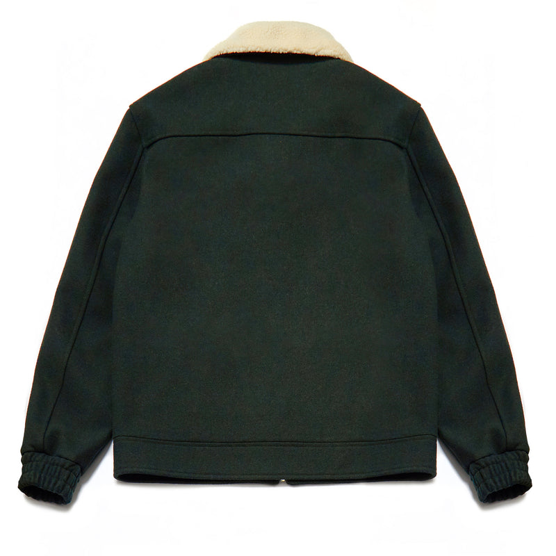 Lanai Sherpa Collar Coach Jacket in Bottle Green - Nines Collection