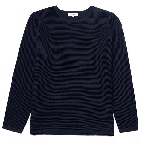 Dunworth Ribbed Crew Neck Jumper in Navy - Nines Collection
