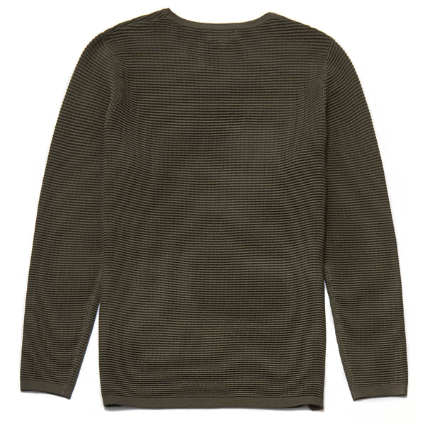 Dunworth Ribbed Crew Neck Jumper in Khaki - Nines Collection