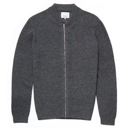 Beauchamp Lambswool Blend Zip Through Cardigan in Grey Marl - Nines Collection