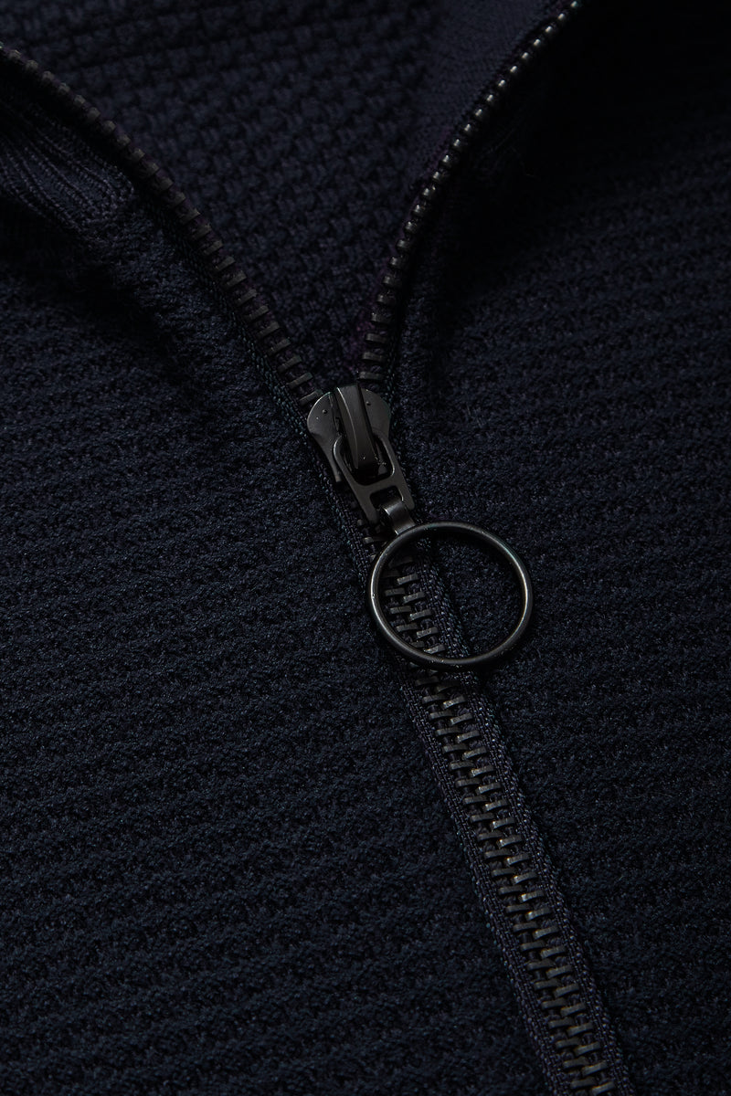 Hesketh Funnel Neck Zip Through Cardigan in Navy - Nines Collection