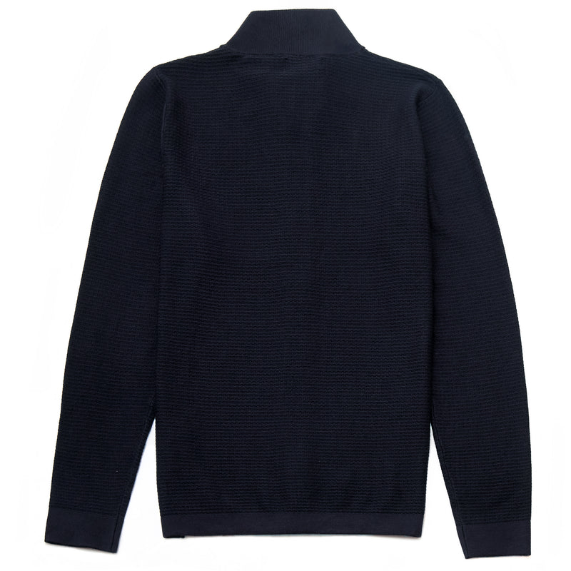 Hesketh Funnel Neck Zip Through Cardigan in Navy - Nines Collection
