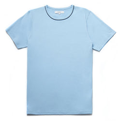 Bandini Contrast Piping Crew Neck T-Shirt in Light Blue - Nines Collection