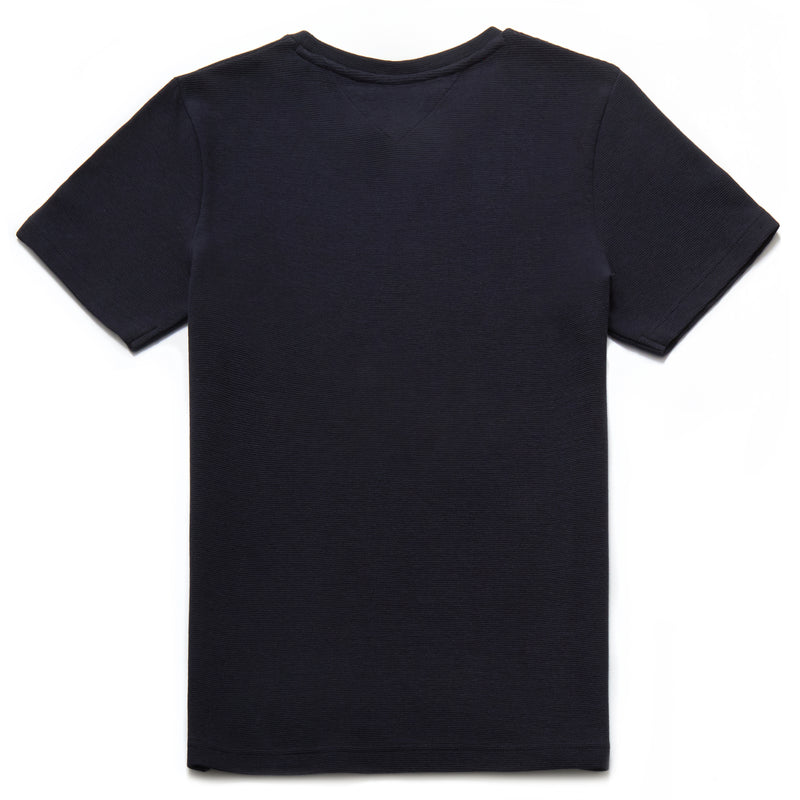 Paolo Rib Textured Crew Neck T-Shirt in Navy - Nines Collection