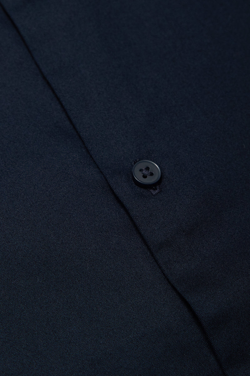 Oliver Slim Fit Satin Finish Shirt in Navy - Nines Collection