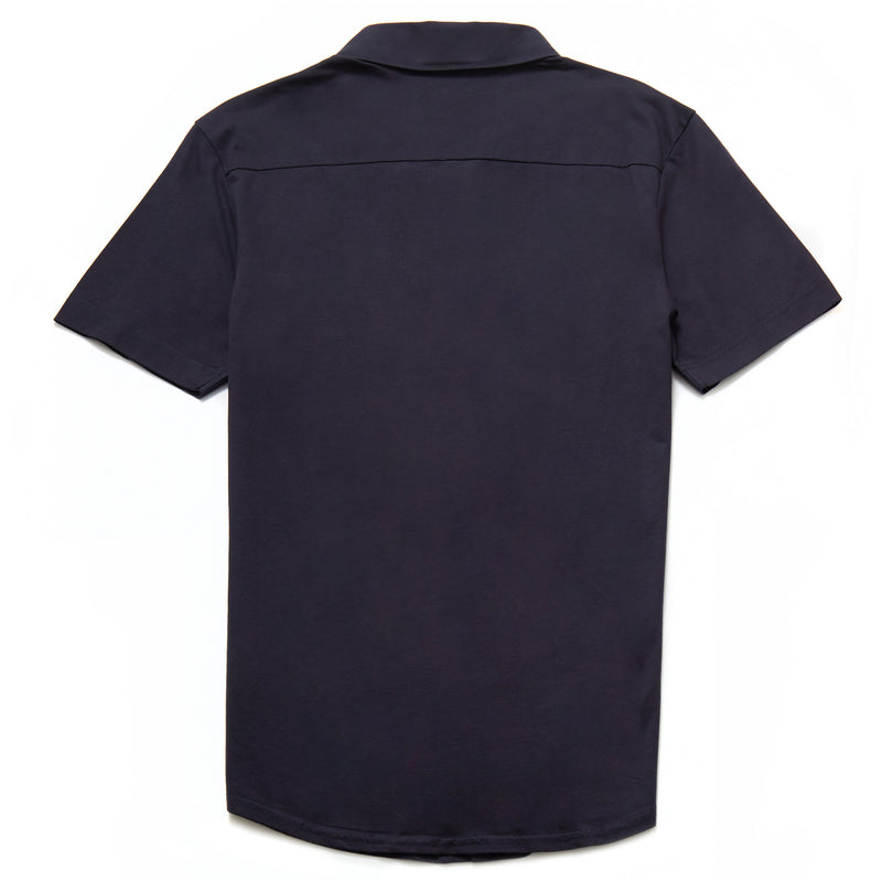 Petrosa Mercerised Revere Collar Shirt in Navy - Nines Collection