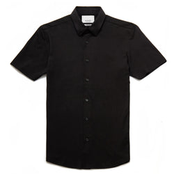 Potenza Mercerised Short Sleeved Shirt in Black - Nines Collection