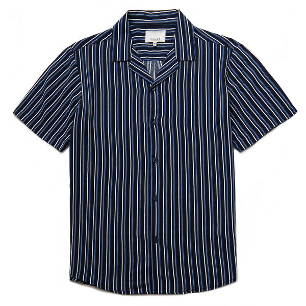 Albers Vertical Stripe Shirt in Navy - Nines Collection