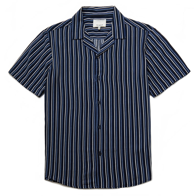 Albers Vertical Stripe Shirt in Navy - Nines Collection