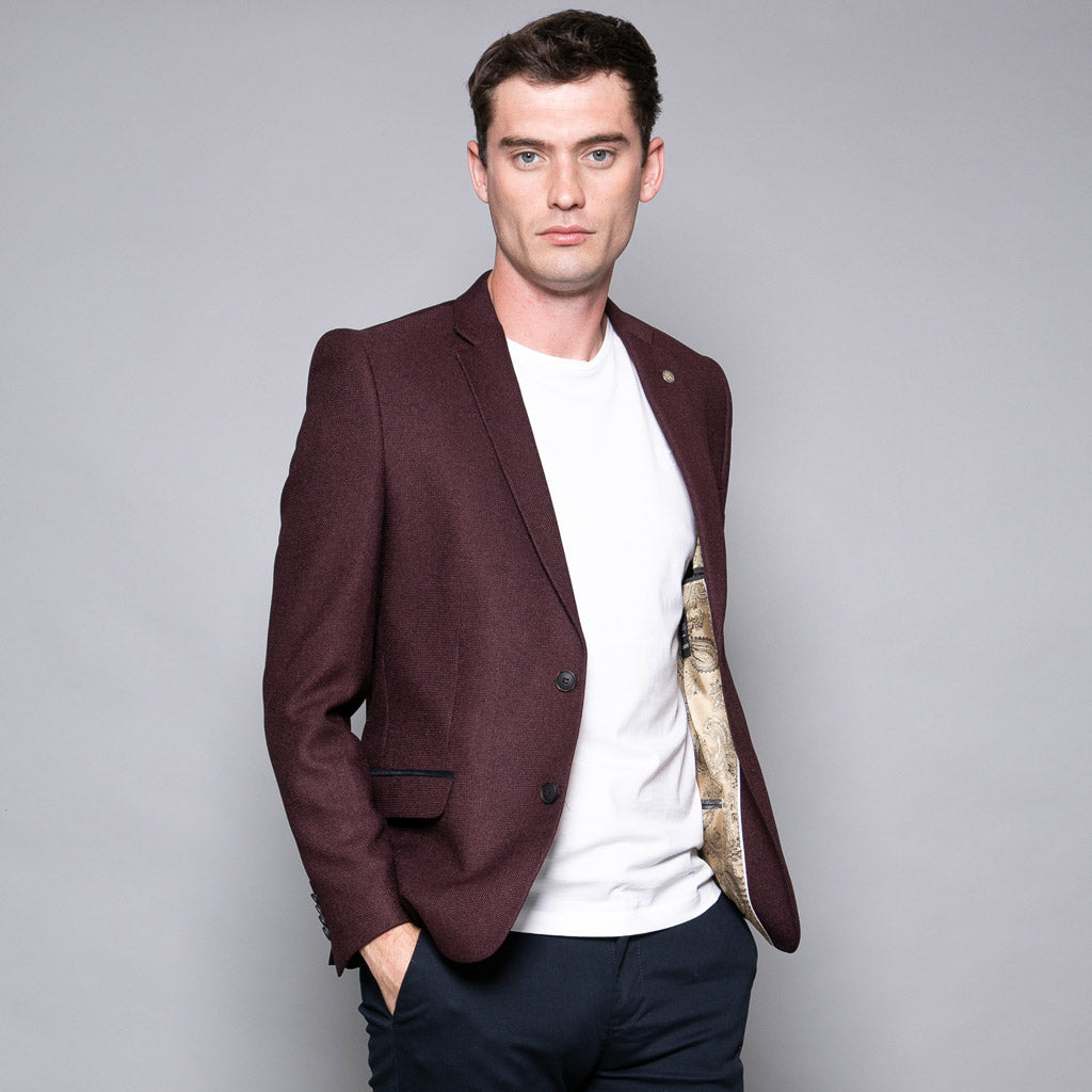 Buy Men Brown Slim Fit Textured Formal Blazer Online - 800319