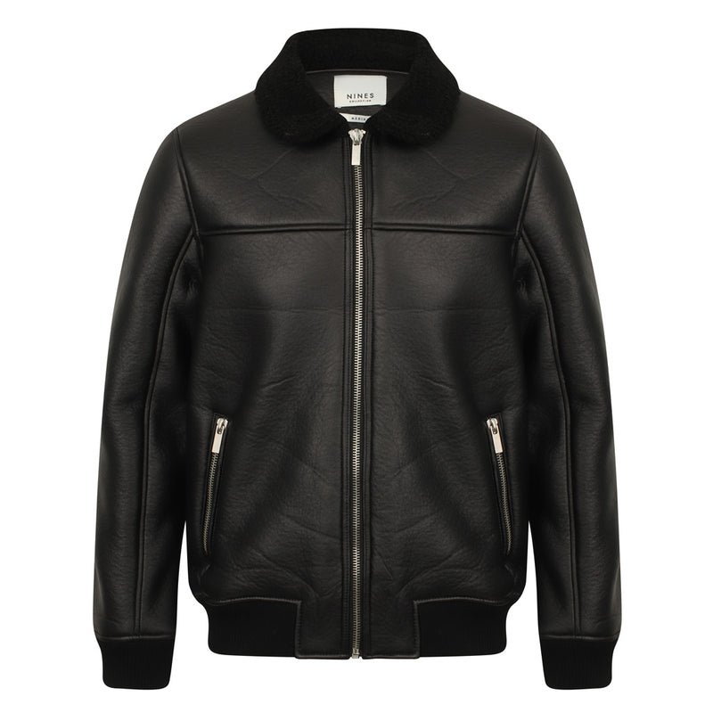 Falcon Men's Faux Suede Borg Jacket In Black – Nines Collection