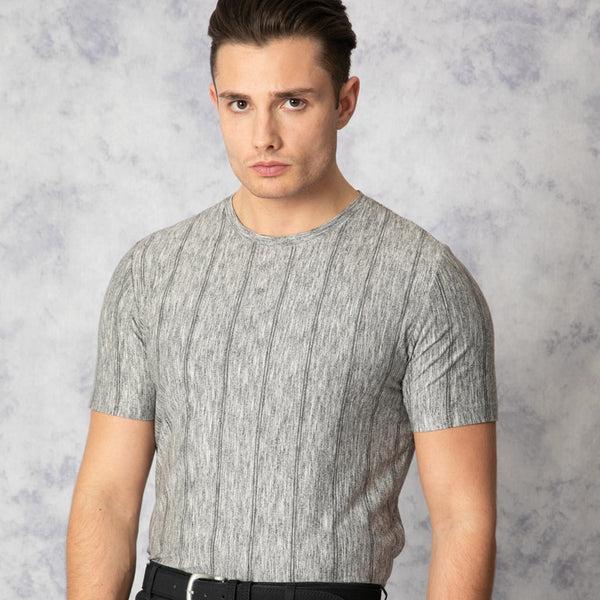 Harehill Jacquard Grey Stripe T-Shirt