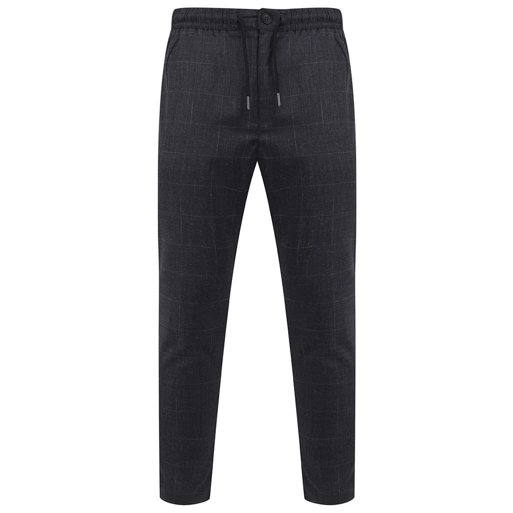 Kylar Men s Smart Jogger Trousers In Grey Check Nines Collection