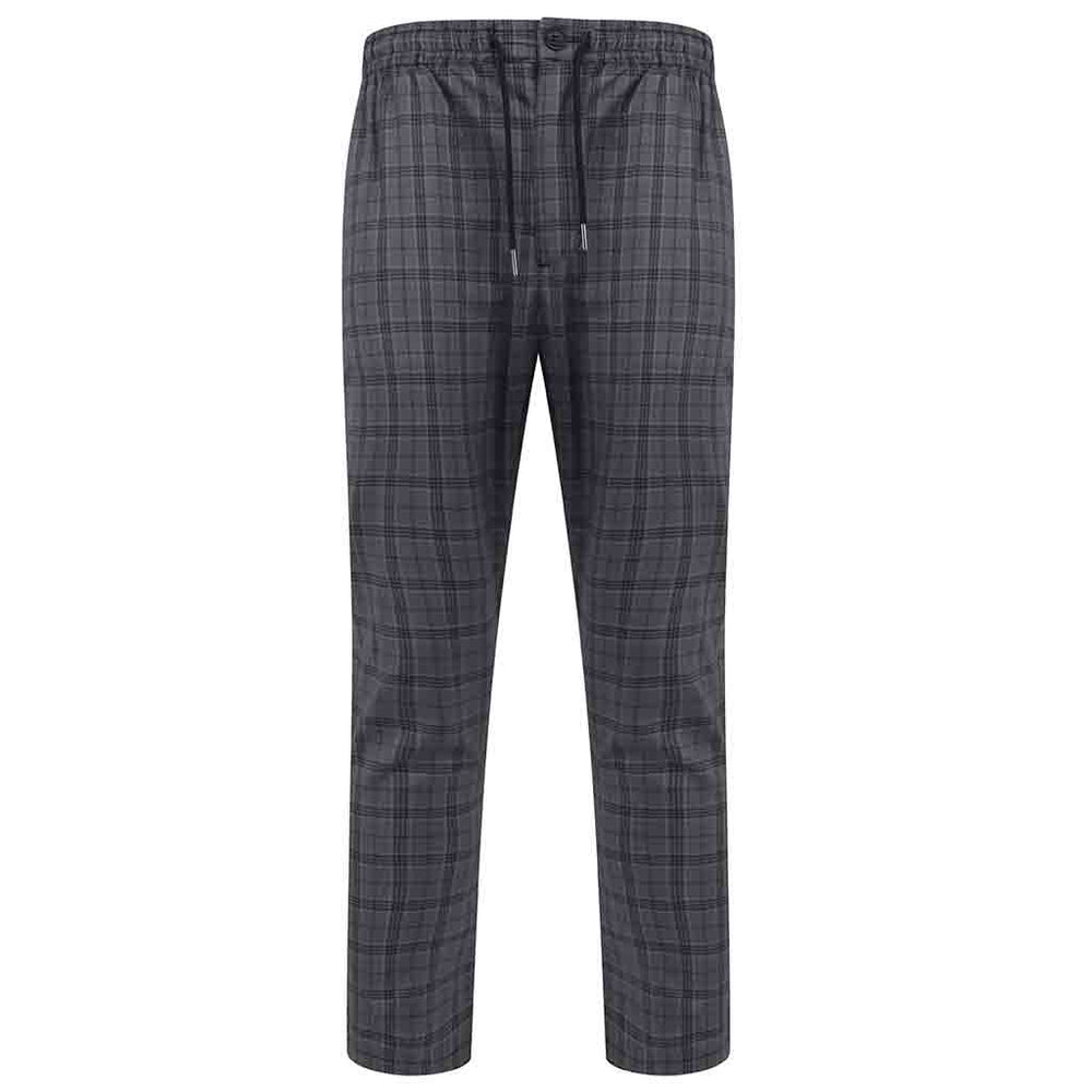 Leeland Men s Smart Jogger Trousers In Grey Check Nines Collection