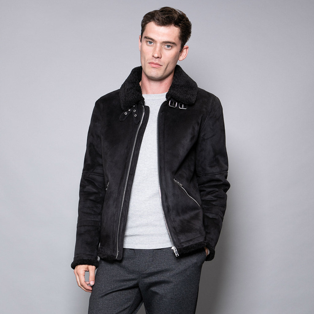 Olof Men s Borg Suede Jacket In Black Nines Collection