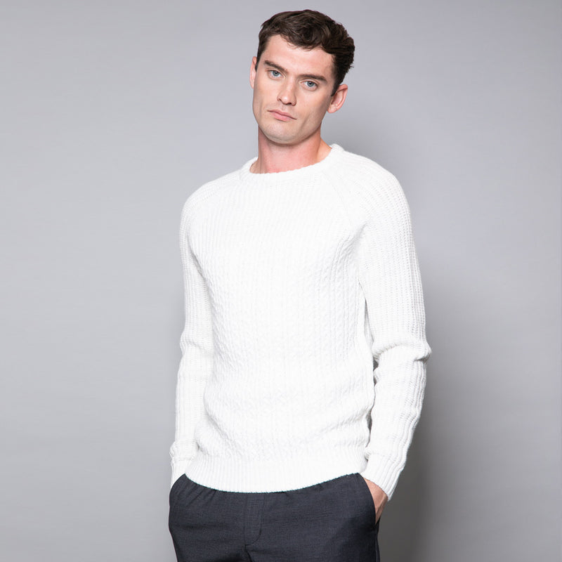 Seaton Crew Neck Moss Stitch Jumper