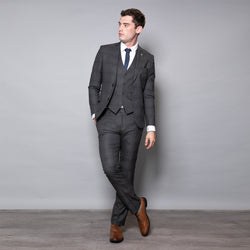 Winston Slim Fit Grey Check Three Piece Suit